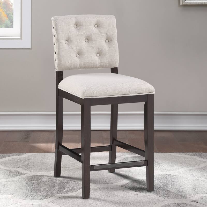 Lindale Button Tufted Stationary Counter Stool