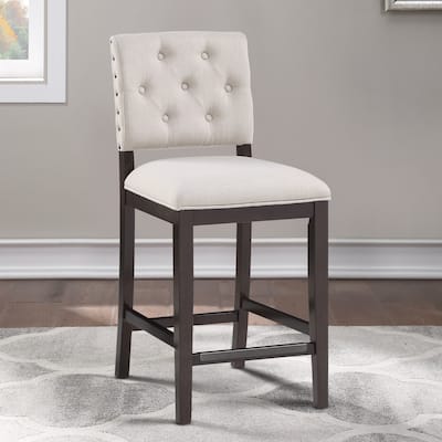 Lindale Button Tufted Stationary Counter Stool
