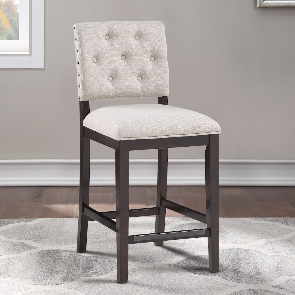 Lindale Button Tufted Stationary Counter Stool