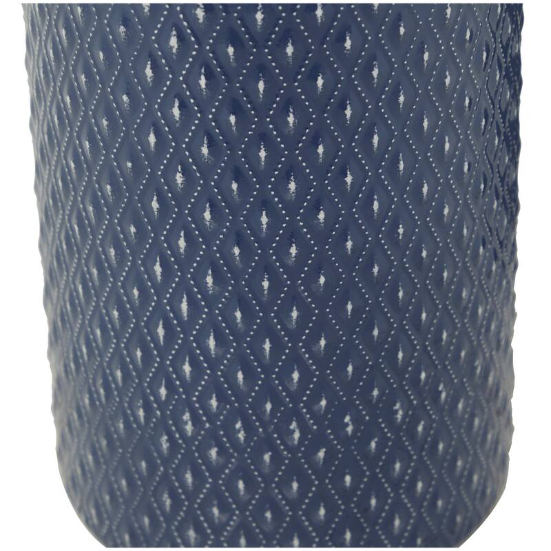 Metal Diamond Embossed Exterior Vase - Set of 2 Blue - Roche River Decor - 6"W x 6"L x 16"H