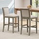 preview thumbnail 18 of 43, Set of 2 Counter Height Bar Stool, Fabric Upholstered Accent Chair, Wooden Frame Island Dining Chair, Bistro High Bar Chair