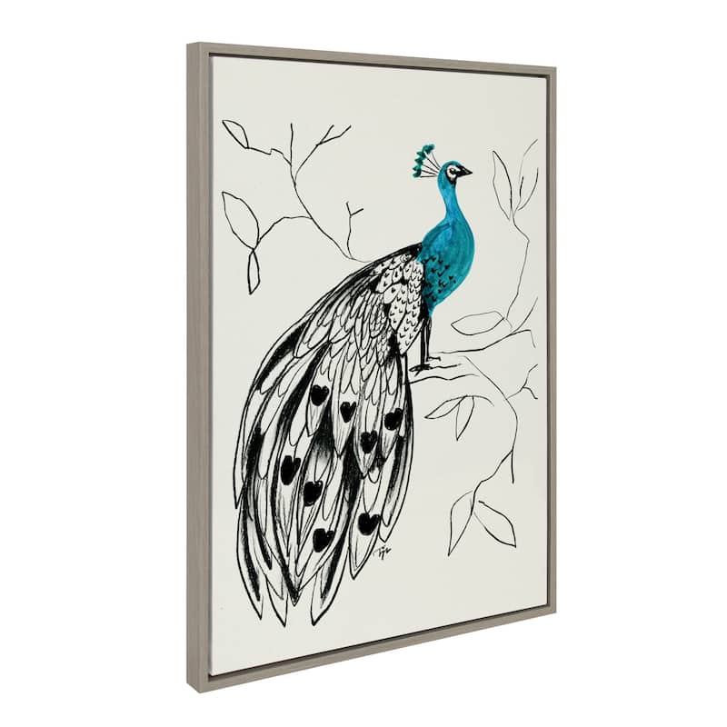 Kate and Laurel Sylvie 658 Peacock Framed Canvas by Teju Reval