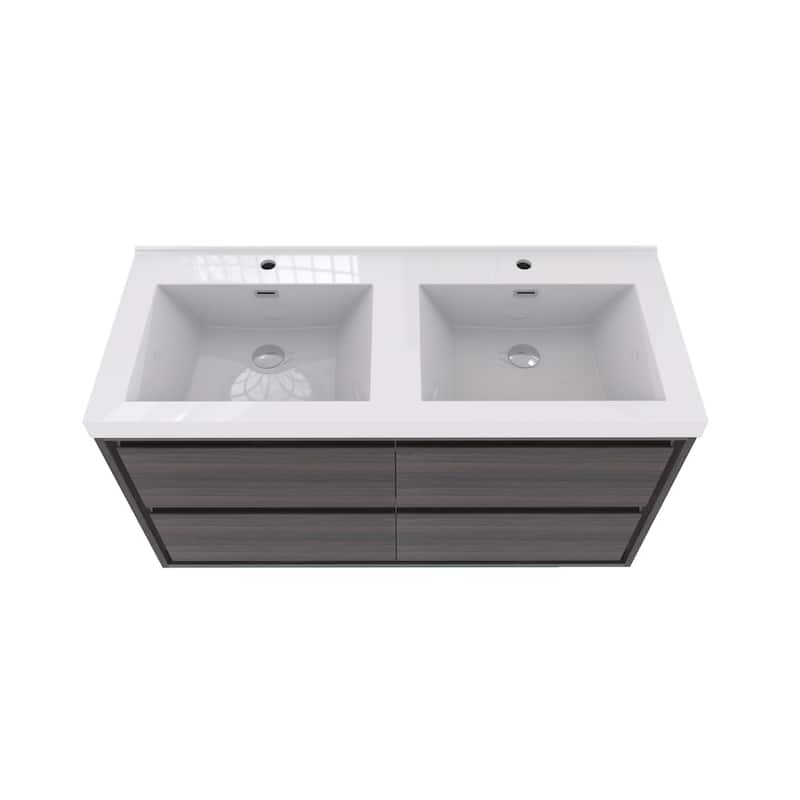 Sage 60" wall mounted bathroom vanity with double basin acrylic top