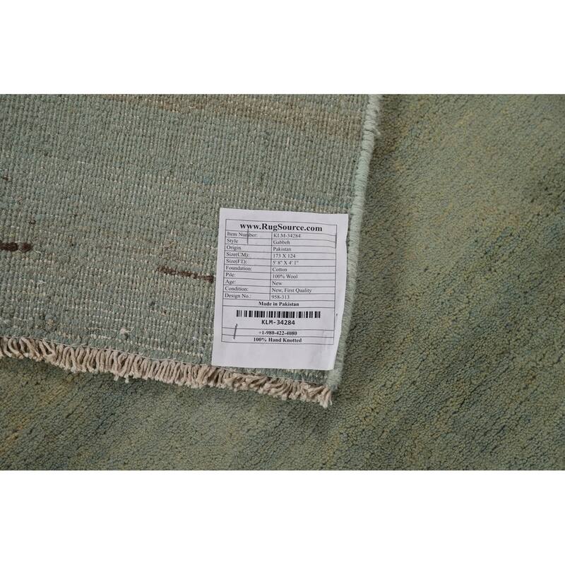 Gabbeh Modern Rug Handmade Wool Carpet - 4'1"x 5'8"