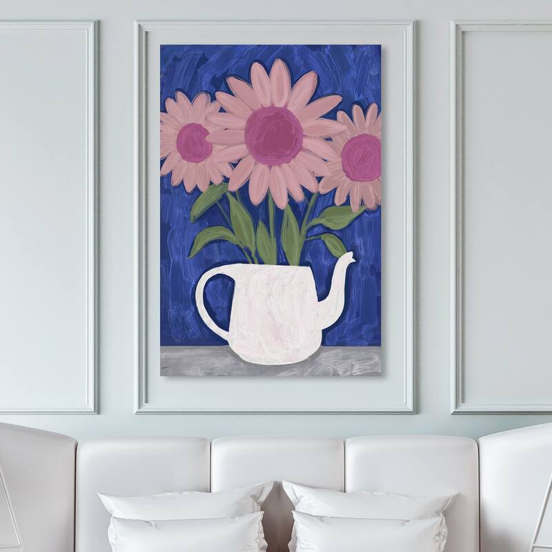 Wynwood Studio Canvas Floral and Botanical Ornate Floral II Pink and Modern & Contemporary Wall Art Canvas Print - 45 x 30