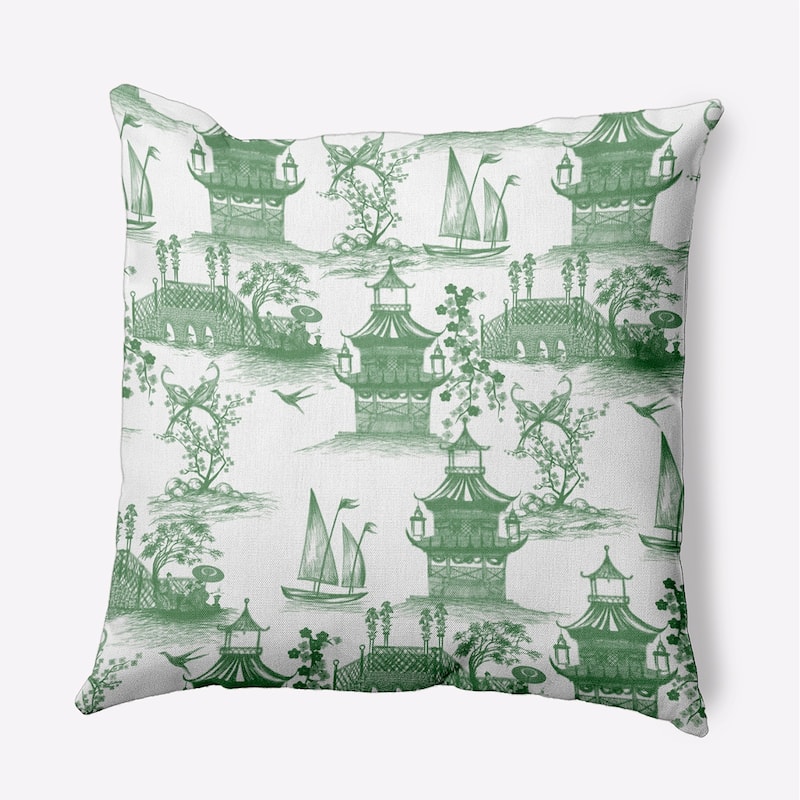 China Old Indoor/Outdoor Throw Pillow - Green - 18" x 18"