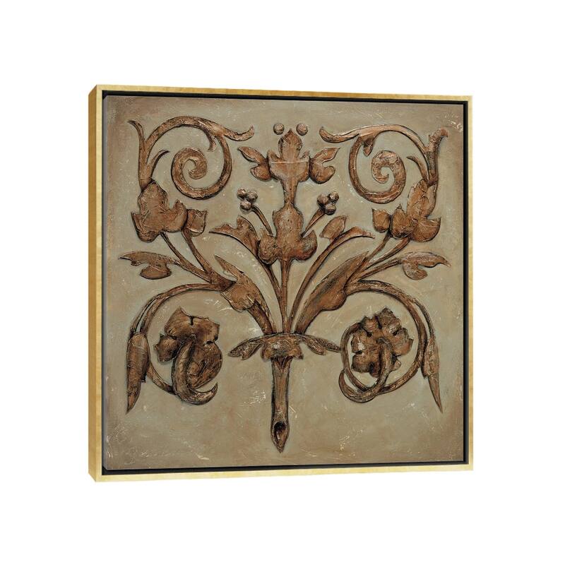 iCanvas "Decorative Scroll II" by Pablo Segovia Framed Canvas Print - Gold - 18x18