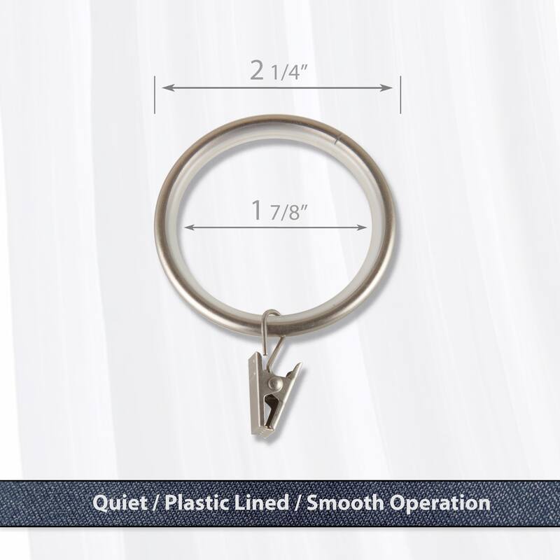 InStyleDesign 1-7/8 inch Noise-Canceling Curtain Rings w/Clip (Set of 10)