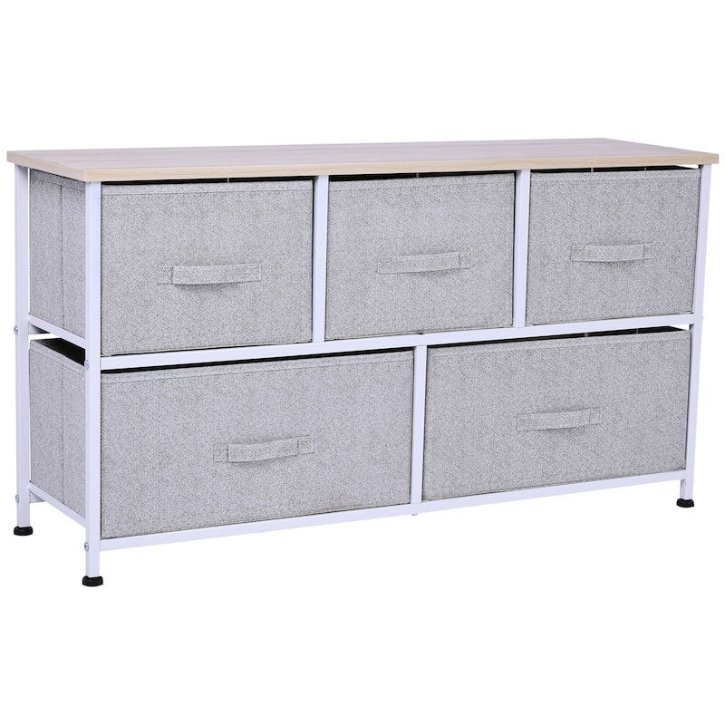 Porch & Den Dow Grey/ White 5-drawer Storage Cube Dresser with Fabric Bins