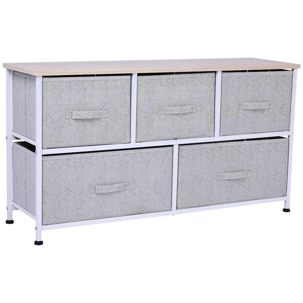 Porch & Den Dow Grey/ White 5-drawer Storage Cube Dresser with Fabric Bins