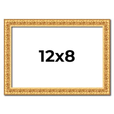 12x8 Frame Gold Real Wood Picture Frame Width 1 inches | Interior