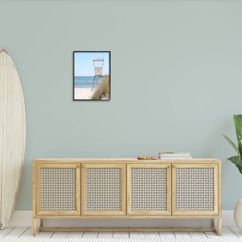 Stupell Summer Beach Hut Clear Skies Framed Giclee Art by Kim Allen