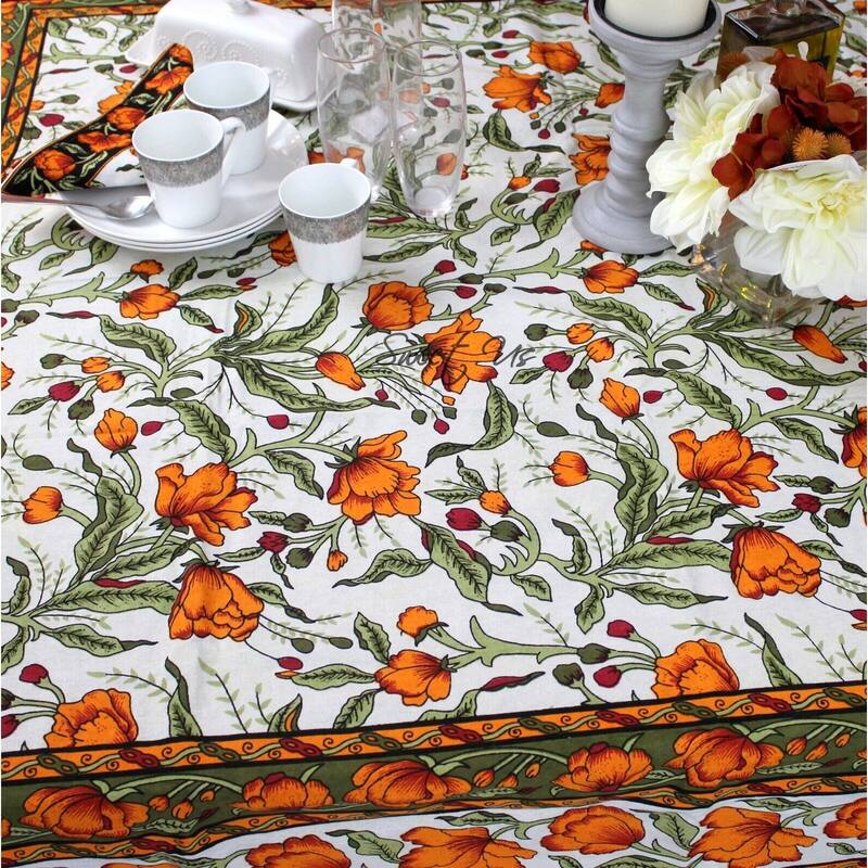 Affluent French Country Floral Cotton Tablecloth Square, Rectangle