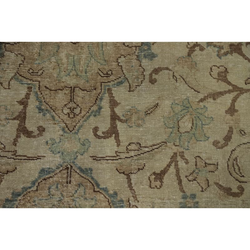 Hand Knotted Oriental 100% Wool Carpet Traditional Floral Beige & Ivories Tabriz Area Rug - 10' 8'' X 7' 5''