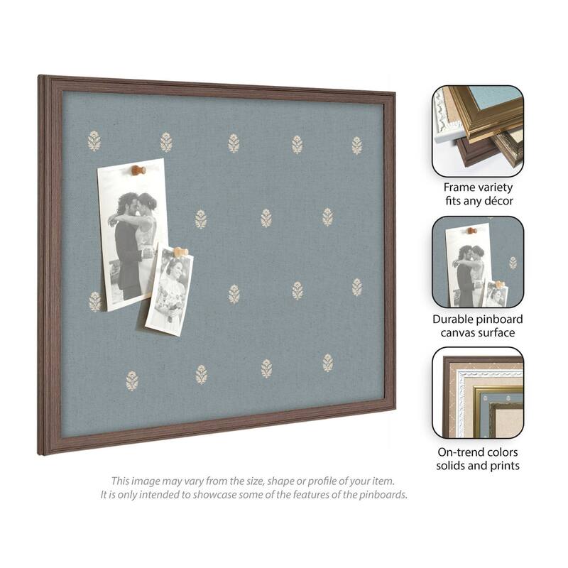 Kate and Laurel Pinboard Blue Botanical Block Print