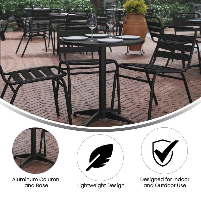 27.5" Round Aluminum Smooth Top Indoor-Outdoor Table with Base
