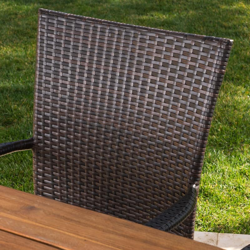 Christopher Knight Home Cooper Outdoor 6-Piece Rectangular Acacia Wood and Wicker Dining Set