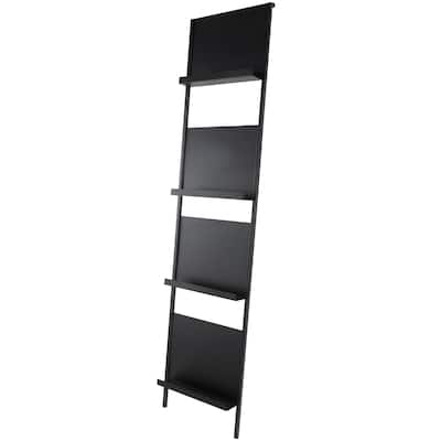 Metal Tall 4 Slot Magazine Rack Holder - Black - Roche River Decor