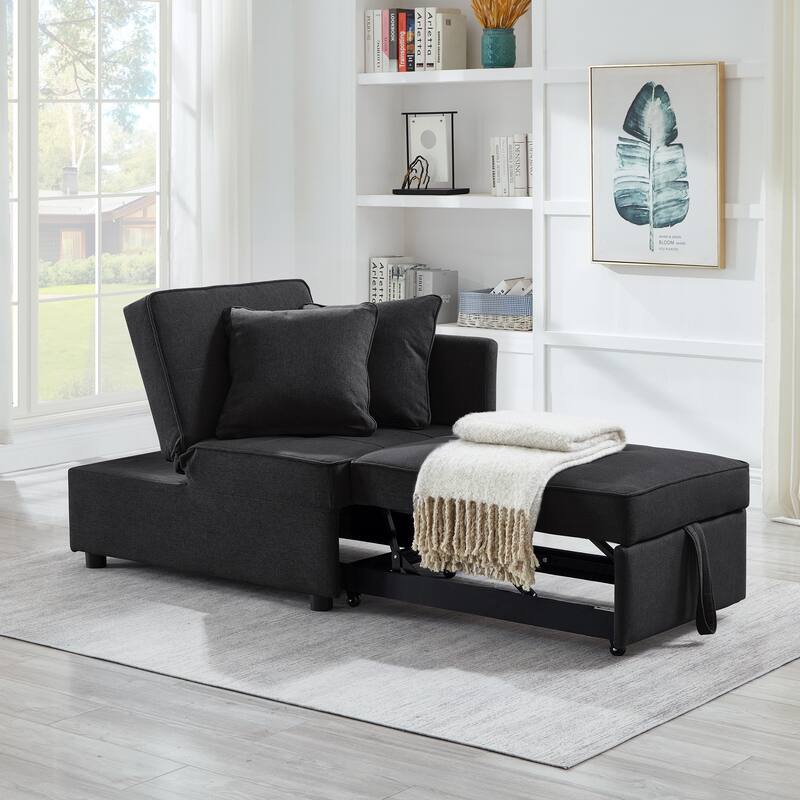 4 in 1 Convertible Recliner Couch Sleeper Sofa - Black