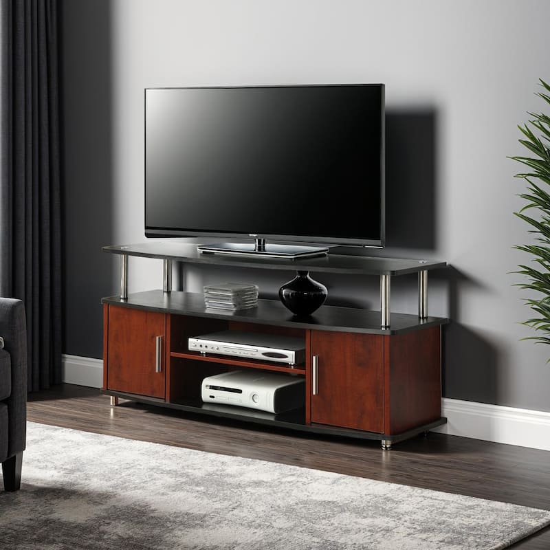 Convenience Concepts Designs2Go Monterey 55 inch TV Stand with Cabinets and Shelves - Cherry/Black