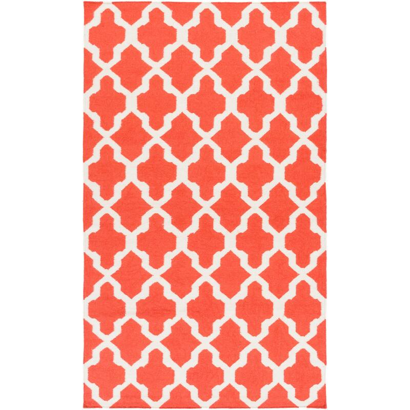 Hand-Woven Ashley Lattice Reverisble Flatweave Wool Area Rug - 5' x 8'