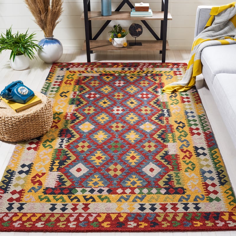 SAFAVIEH Handmade Aspen Hildburg Boho Tribal Wool Rug - 8' x 10' - Red/Yellow