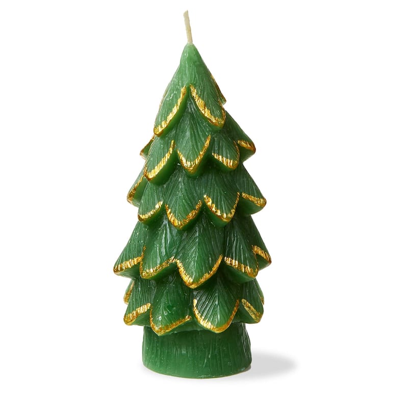 Gilded Pine Tree Candle Green 2.5x2.5x5 in Sculpted Novelty Candle for Christmas Home Decor