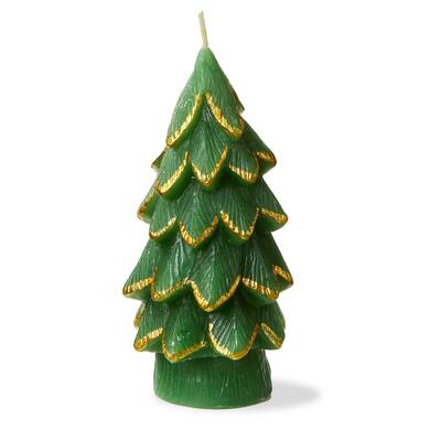 Gilded Pine Tree Candle Green 2.5x2.5x5 in Sculpted Novelty Candle for Christmas Home Decor