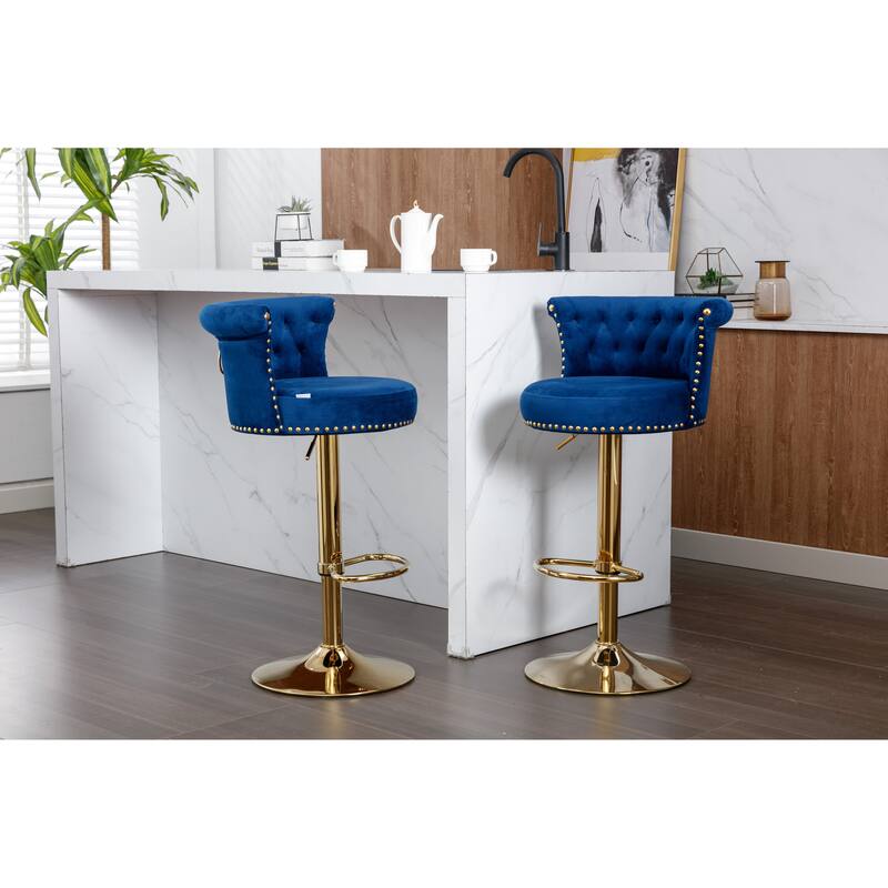 HOMEFUN Swivel Bar Stools Set of 2 Adjustable Counter Height Chairs with Footrest for Kitchen, Dining Room 2PC/SET