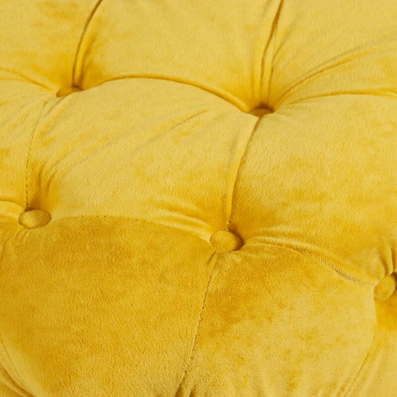 Modern Velvet Upholstered Square Tufted Ottoman by GDFStudio