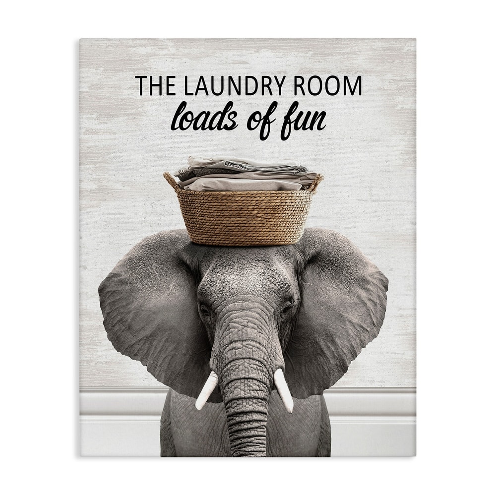 Stupell Loads Of Fun Laundry Elephant Canvas Wall Art Design By Lettered and Lined