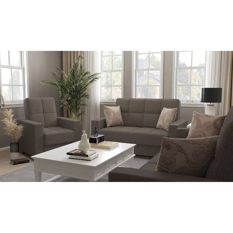 Collection Upholstered Convertible Loveseat With Storage