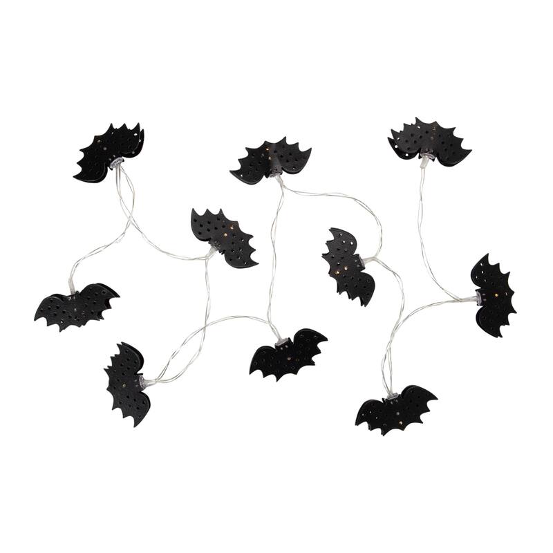 10-Count Warm White LED Halloween Bat Fairy Lights, 4.25ft Copper Wire