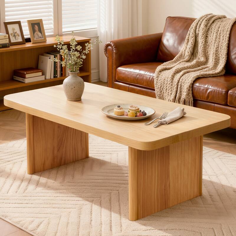 47-Inch Rectangular Center Coffee Table with Solid Pine Wood Legs - 47.24"L x 23.62"W x 17.13"H