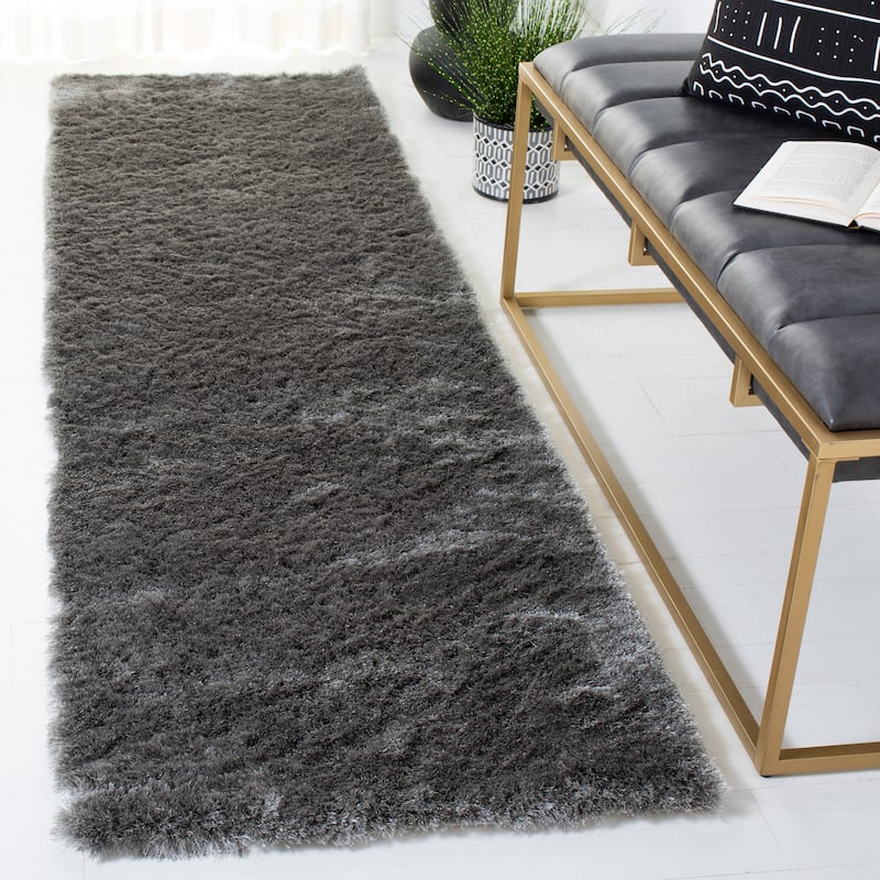 SAFAVIEH Handmade Shag Brooklyn Shag 2-inch Thick Rug - 2'3" x 8' Runner - Grey