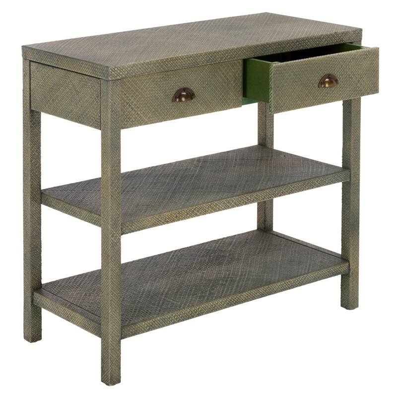 SAFAVIEH Iza Light Natural Raffia/ Gold Console Table - 31" W x 14" L x 30" H - 31"W x 14"D x 30"H