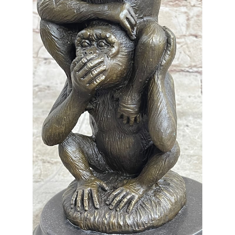 See Hear Speak No Evil Three Wise Monkeys Bronze Sculpture Statue