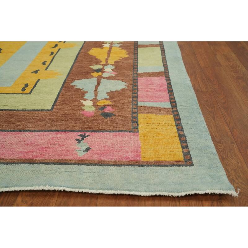Geometric Wool Gabbeh Vegetable Dye Turkish Area Rug Handmade Wool Carpet - 9' 3'' X 6' 1''