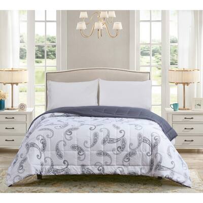 All Seasons Paisley Print Down Alternative King Comforter 110x96 Silver