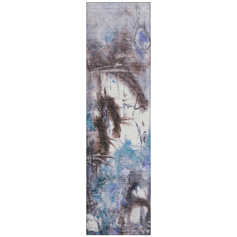 Machine Washable Indoor/Outdoor Modern Artistry Chantille Rug