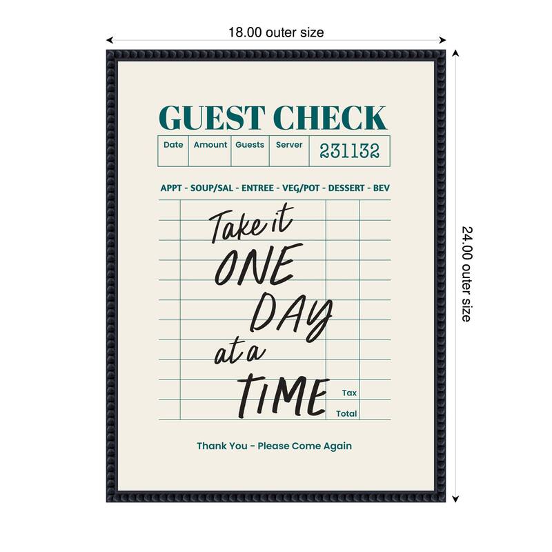 Kate and Laurel Guest Check One Day At A Time by The Creative Bunch Studio Framed Canvas Wall Art Print