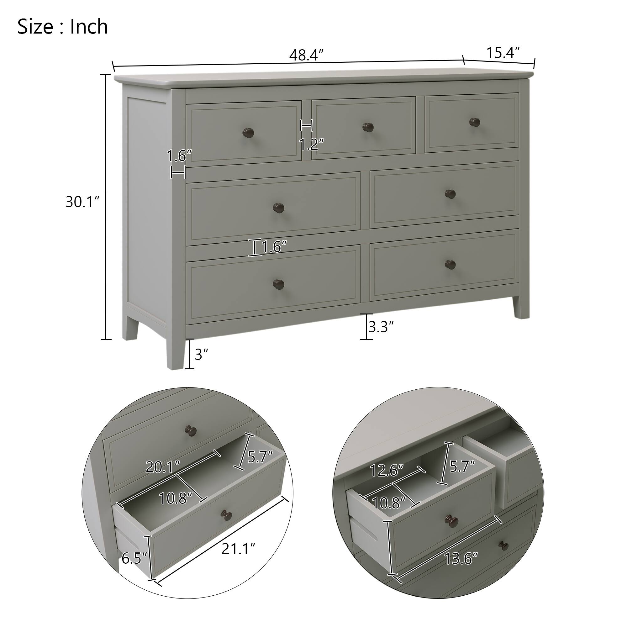 Retro Design Rattan Wood Drawer Dresser Bar Cabinet Side Cabinet Storge ...