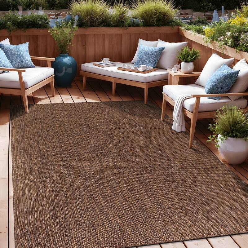 Aloha Washable Solid Indoor Outdoor Area Rug Patio Deck Living Room
