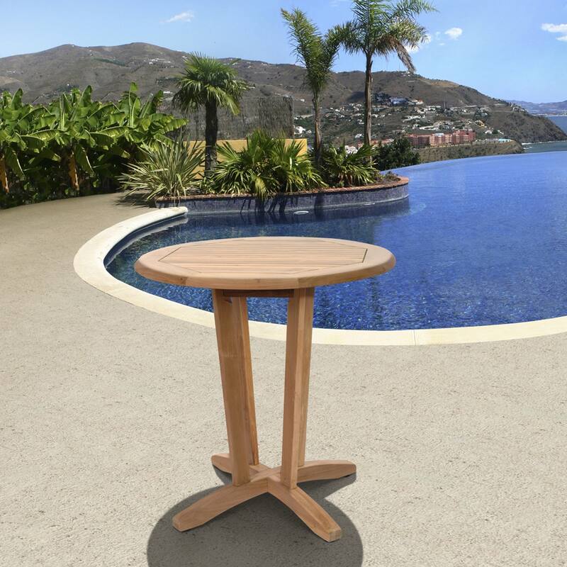 29" Brown Nile Teak Traditional Patio Dining Round Table