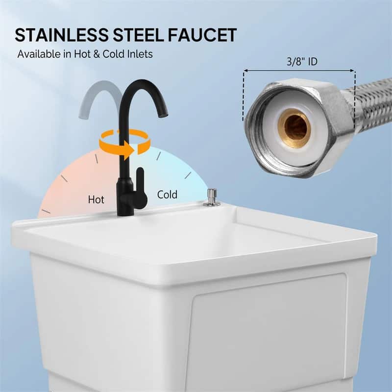 Plastic Utility Sink Freestanding with Storage Shelf