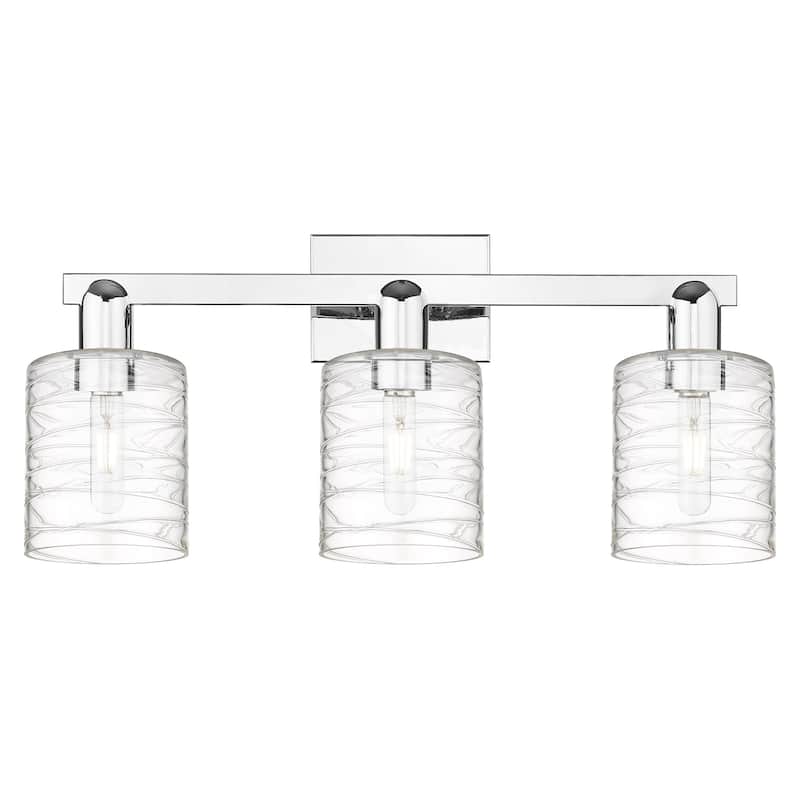 Innovations Lighting 716-3W-11-24 Cobbleskill Vanity Cobbleskill 3 - Polished Chrome / Deco Swirl
