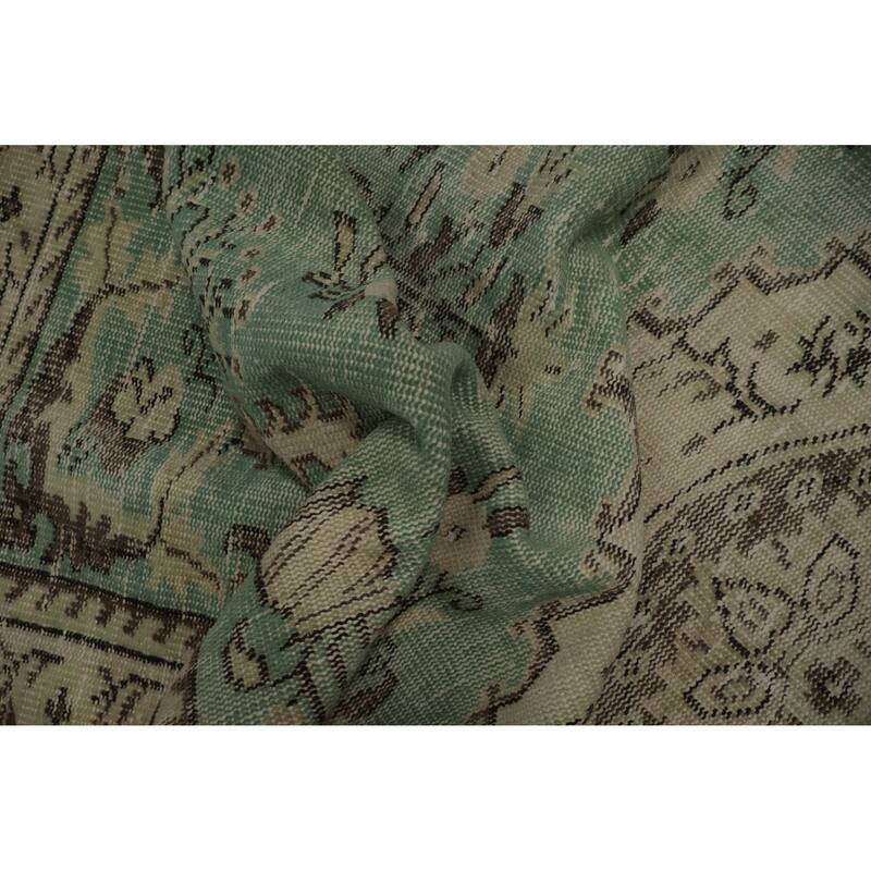 Hand Knotted Oriental 100% Wool Carpet Transitional Floral Green Anatolian Area Rug - 7' 9'' X 4' 10''