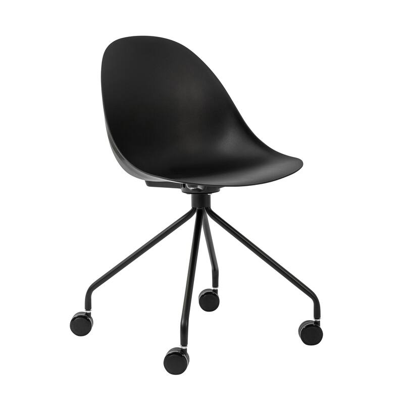 Black Steel and Heavy Duty Plastic Swivel Rolling Conference Office Chair - 20.48' X '30.91' X '22.25
