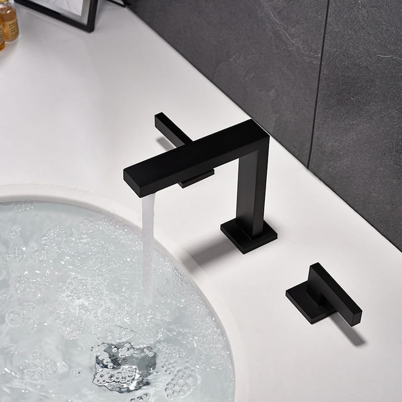 8 in. 2-Handle Widespread High-Arc Bathroom Faucet in Matte Black - Spout height: 5.6" x Spout reach: 5.5"