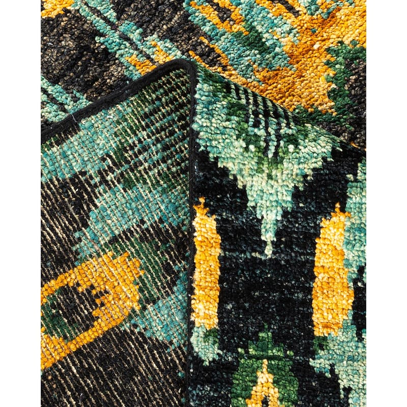 Overton Hand Knotted Wool Vintage Inspired Modern Contemporary Modern Black Area Rug - 5' 10" x 8' 10"